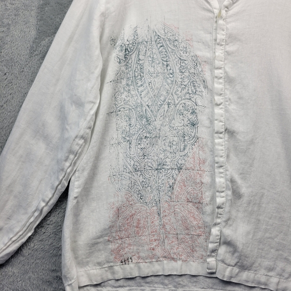 Murano Baird Mcnutt Mens Linen Shirt Size XL Floral Long Sleeve Button Front - Picture 8 of 12